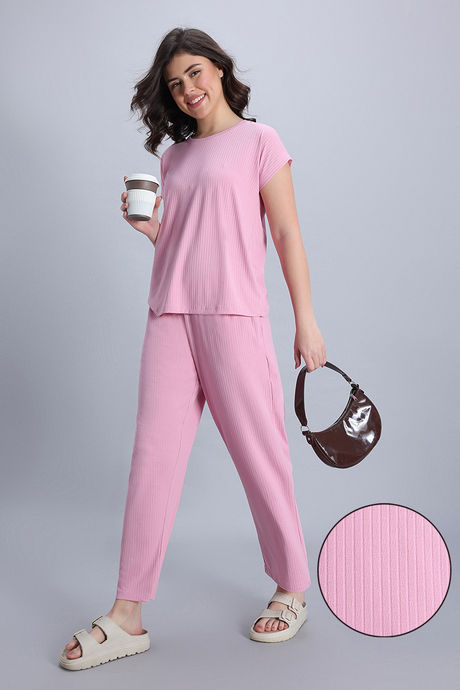 Zivame 2 Mile Fashion Knit Poly Loungewear Set - Cameo Pink — image 2